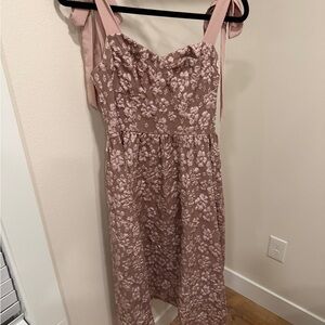 Lulu's Blush and Mauve Floral Midi Dress